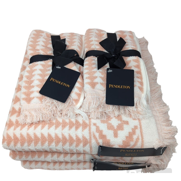 Pendleton Sundown 7pc Towel Set 3 Bath 4 Fingertip Dusty Pink Southwestern NEW - Picture 4 of 9